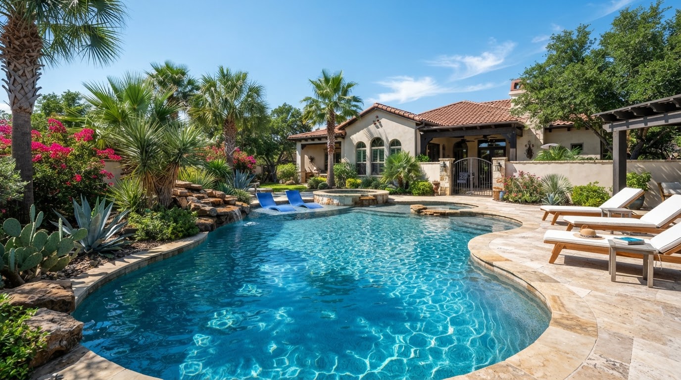 Residential swimming pool in the Weslaco Rio Grande Valley area