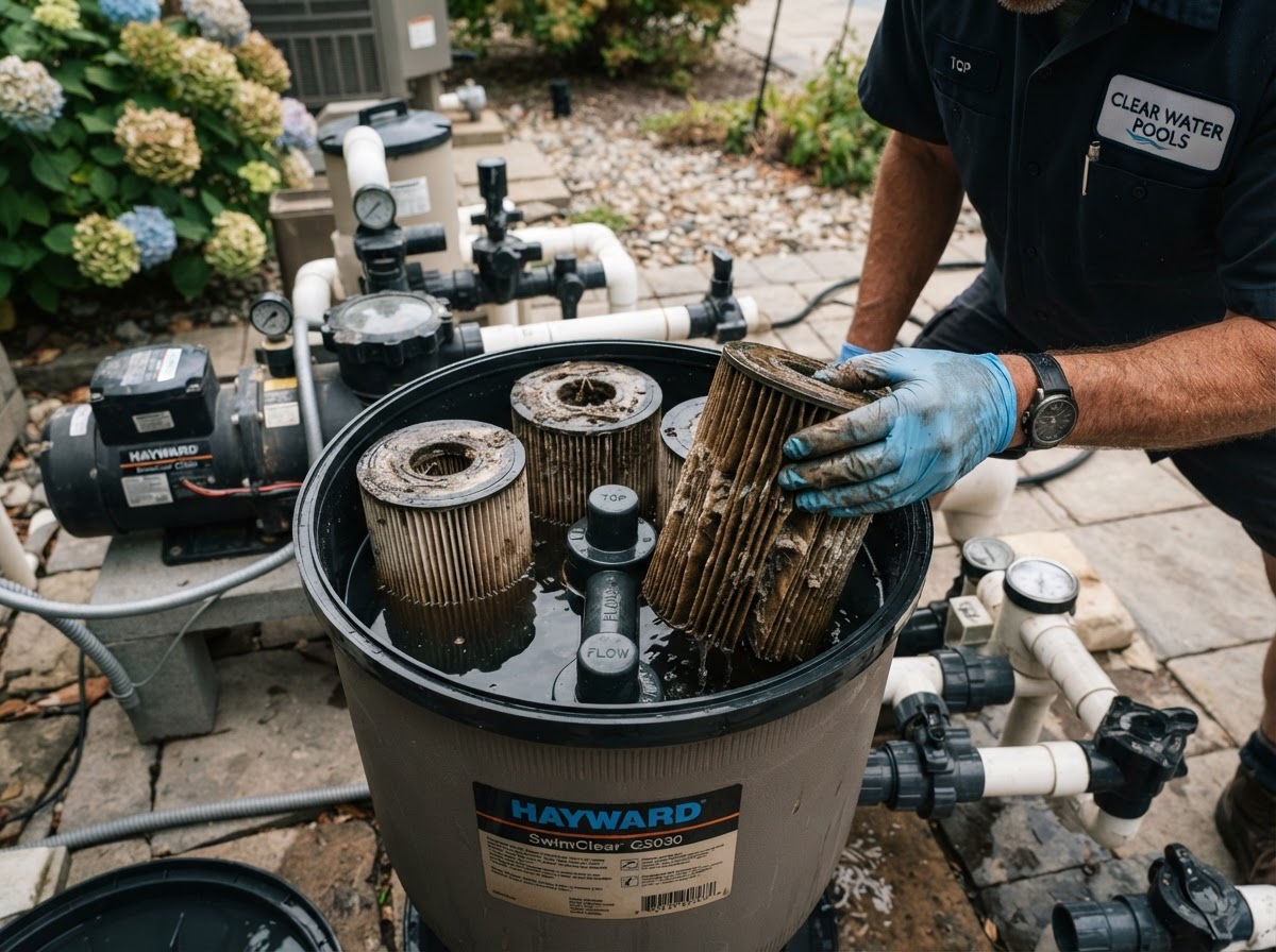 Swimming pool filter cleaning in Weslaco