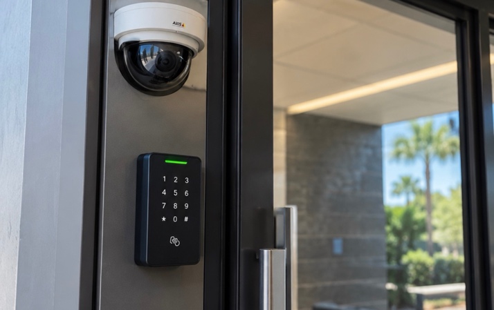 Outdoor security camera and access-control keypad
