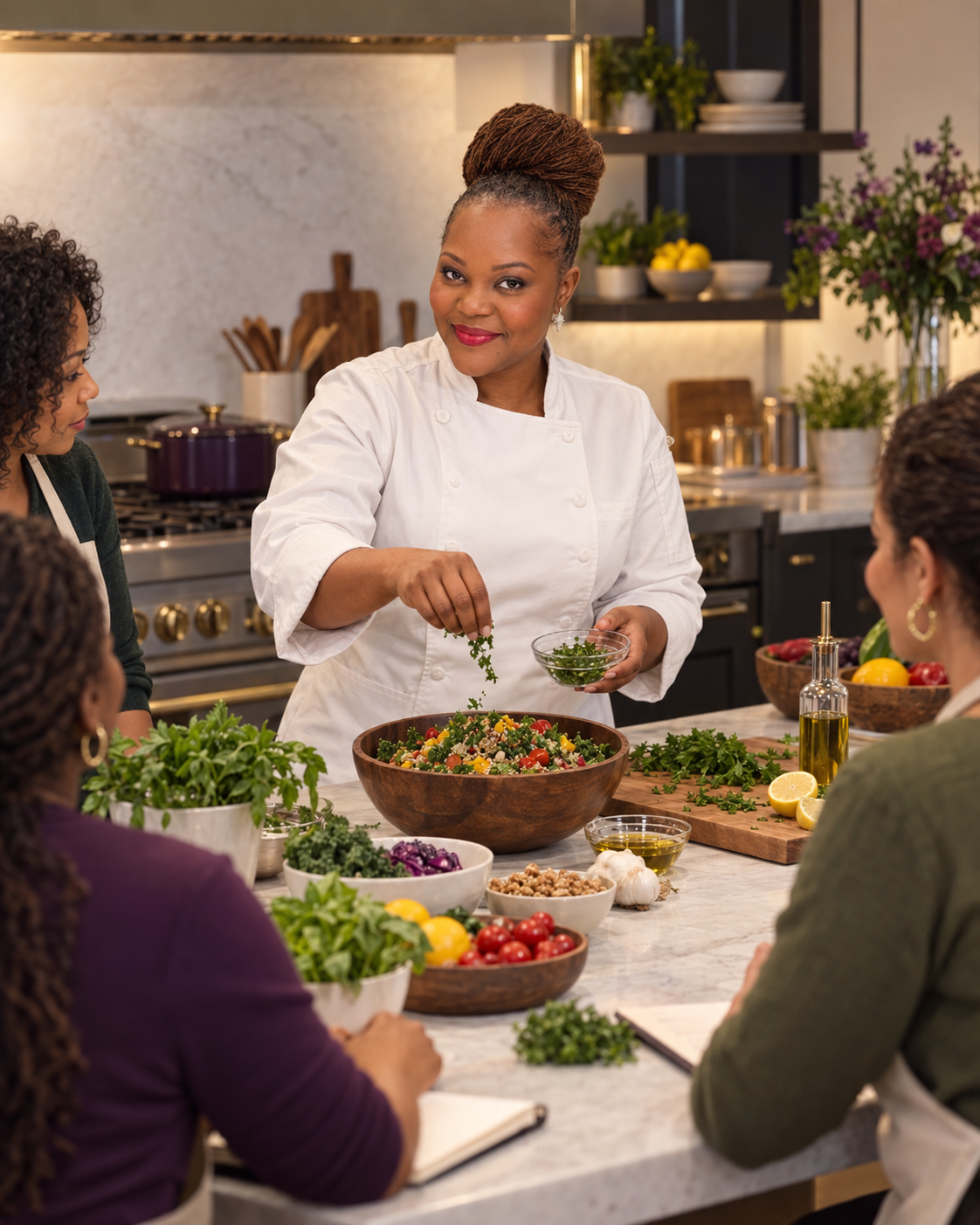 Dr. Naija teaching a culinary medicine class