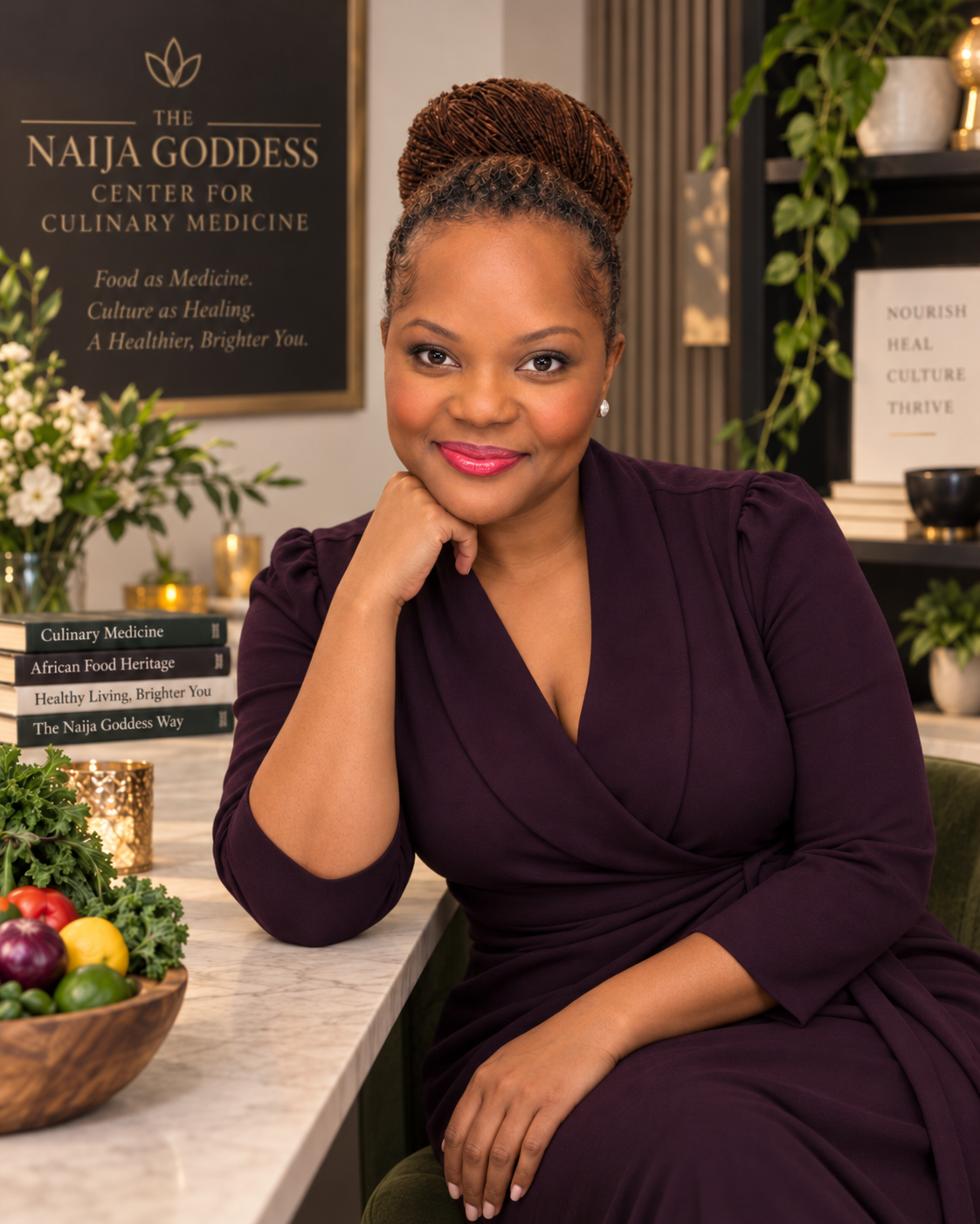 Dr. Ini Isangedighi, DFM, PhD, founder of The Naija Goddess Center for Culinary Medicine
