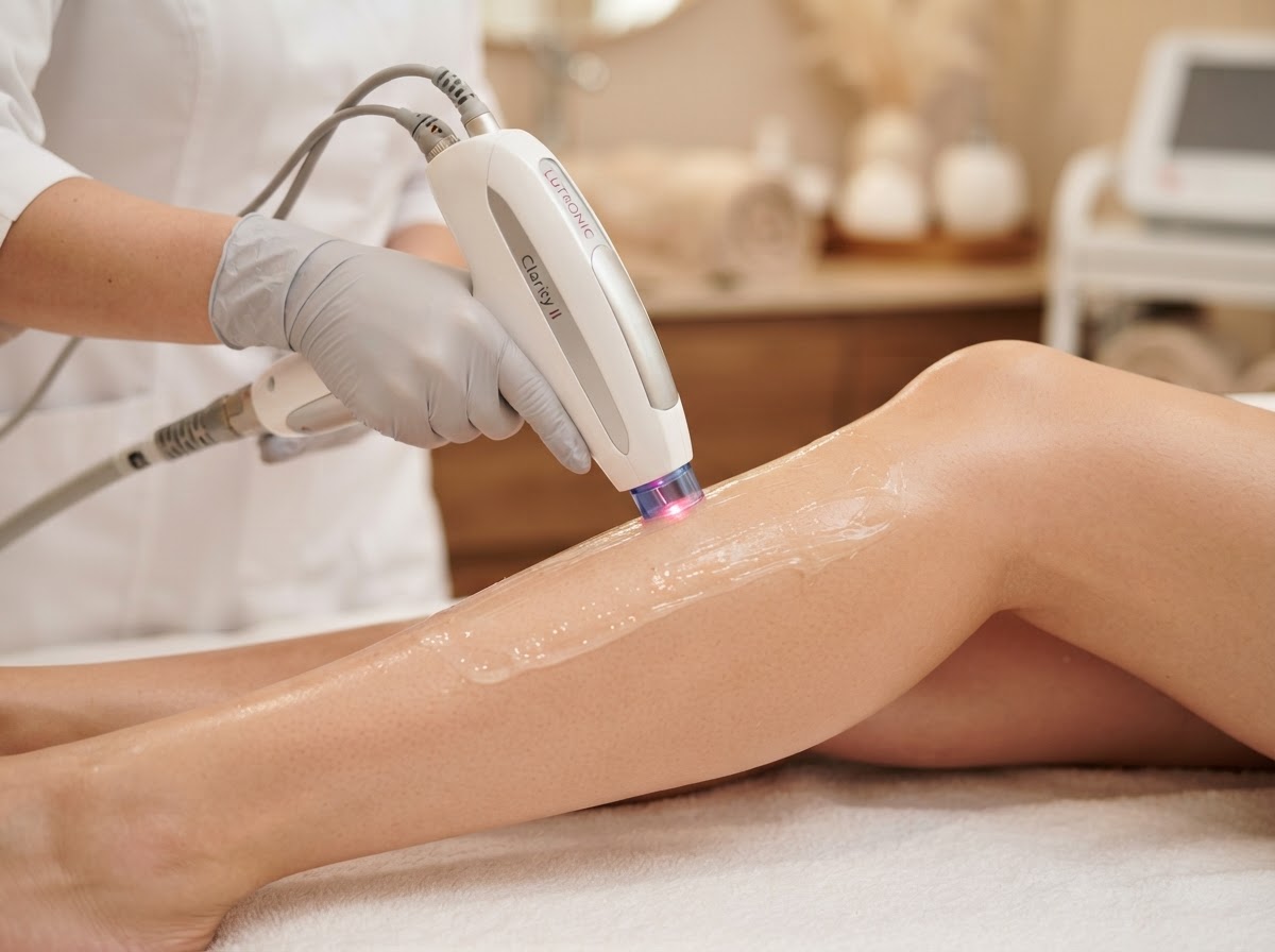 Modern laser hair removal device in a luxury treatment room