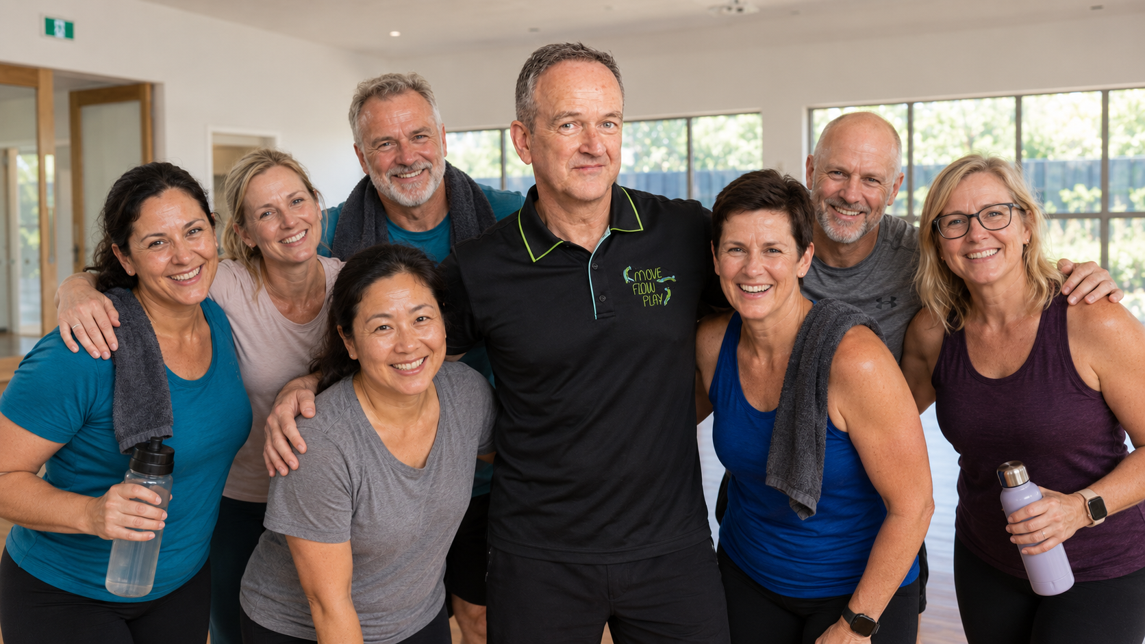 Group fitness class in action