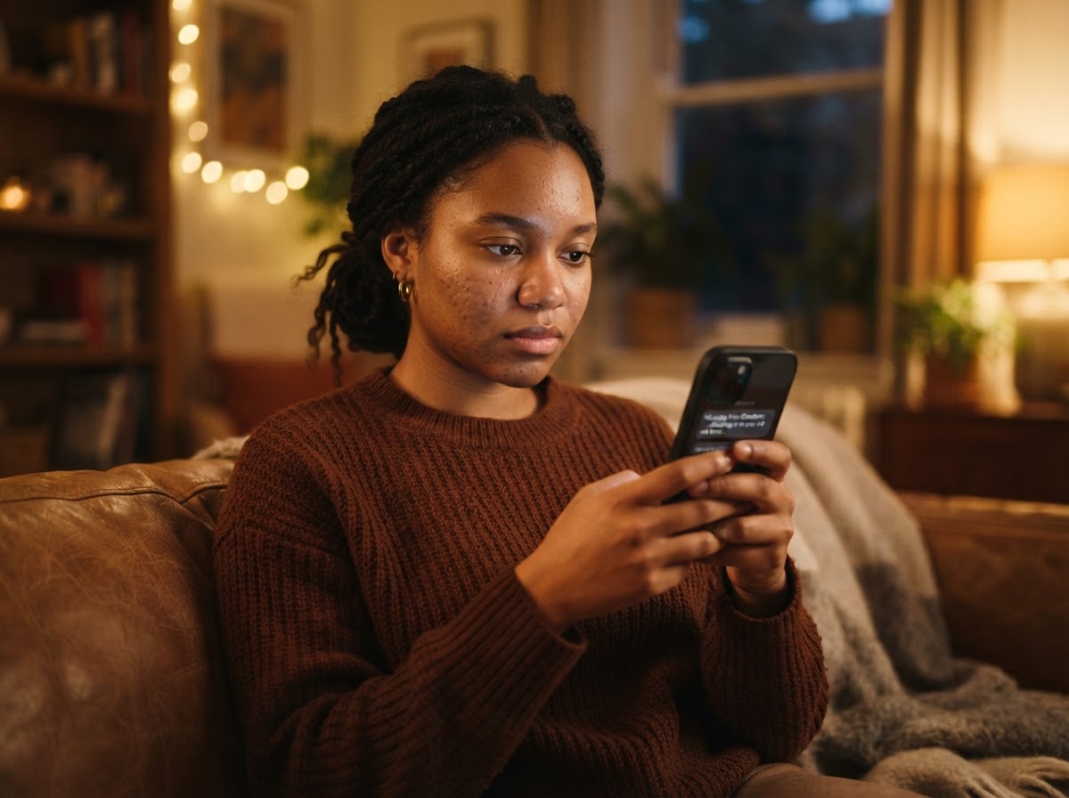 Femme regardant son téléphone