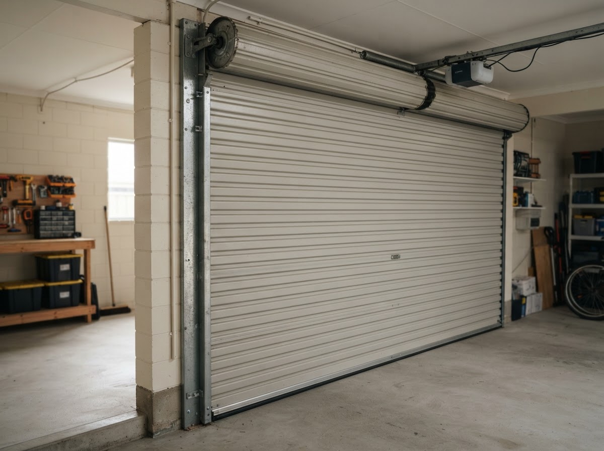 Roller door curtain, guide and bottom rail