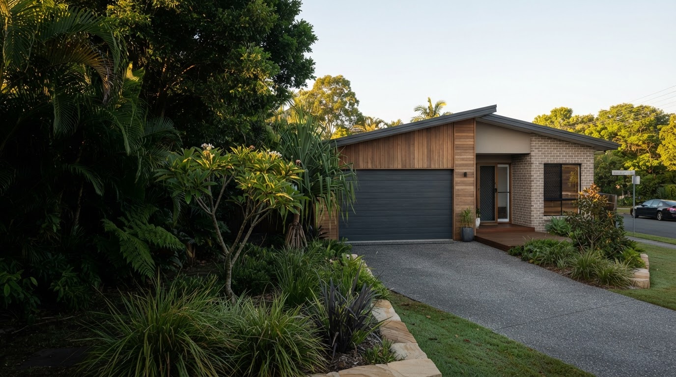 Sectional garage door on a Brisbane home