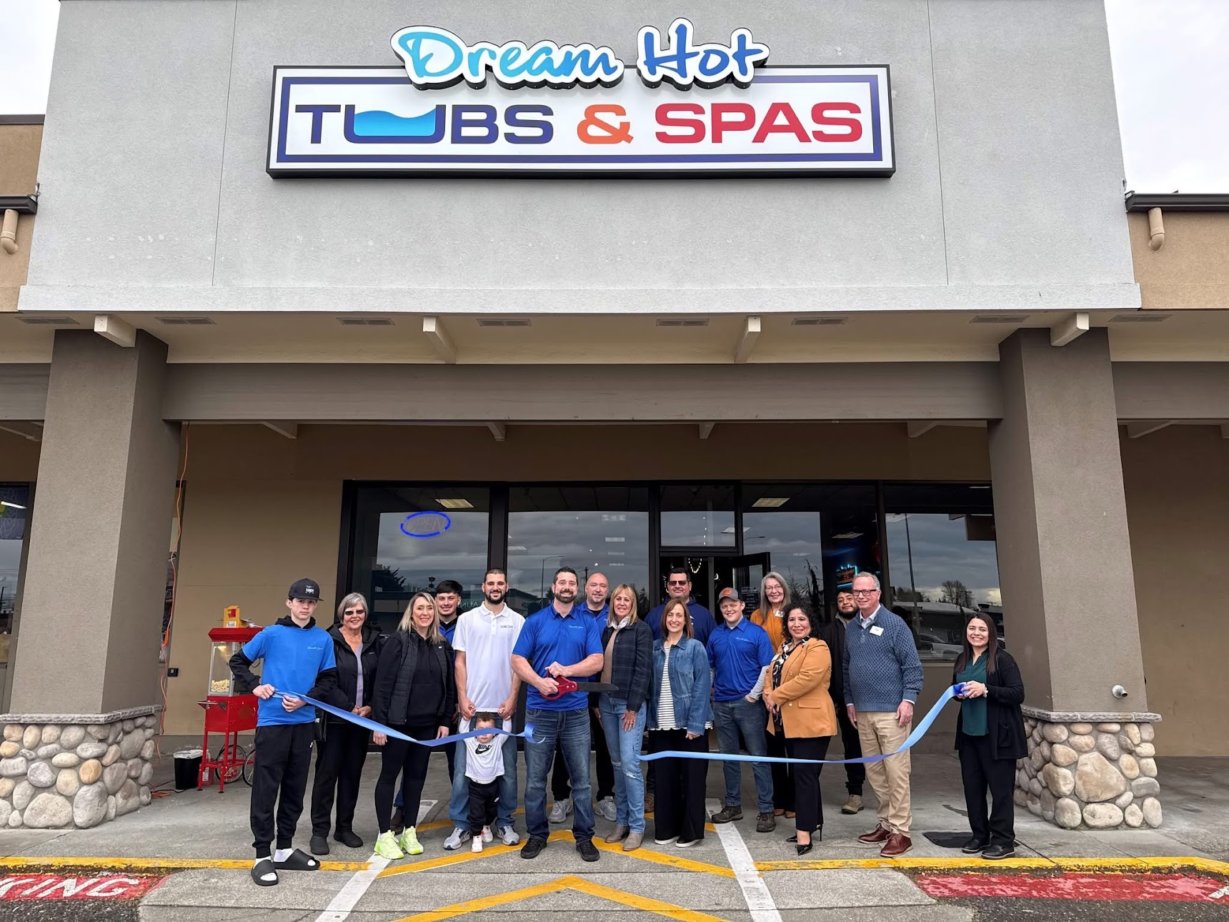 Ribbon-cutting celebration at the Dream Hot Tubs & Spas Mount Vernon, Washington showroom