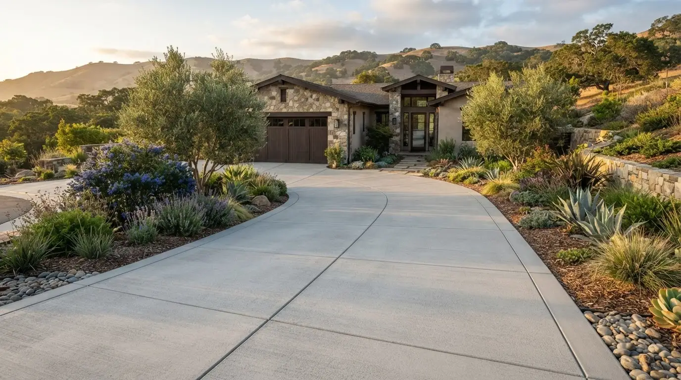 Premium finished residential concrete driveway on a Central Coast property