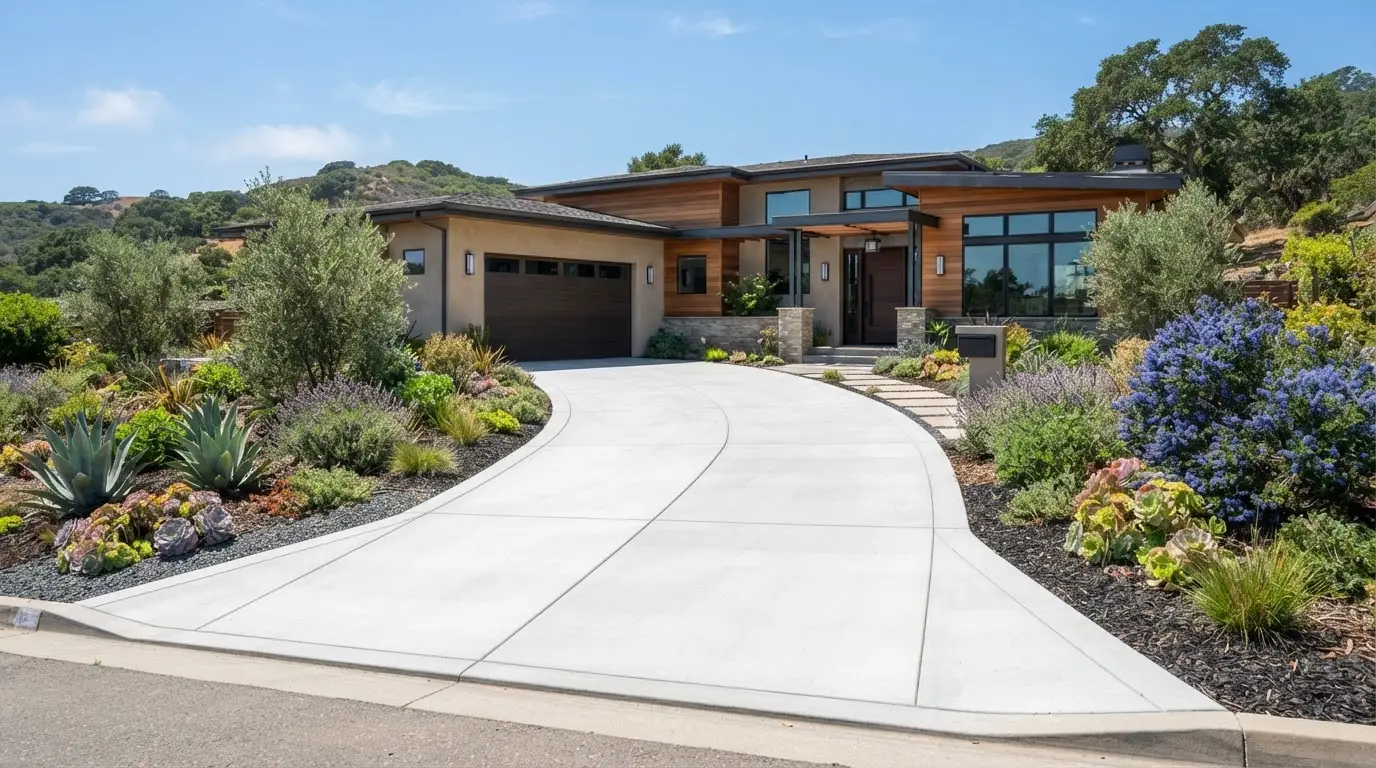 Finished concrete flatwork surface on a residential property