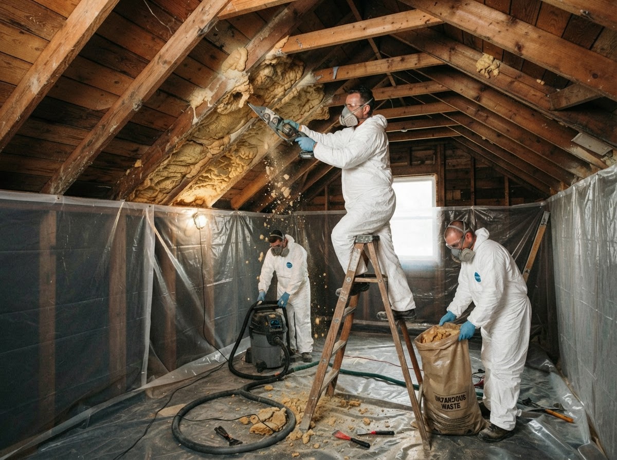 Professional spray foam removal and remediation from a wood-framed assembly