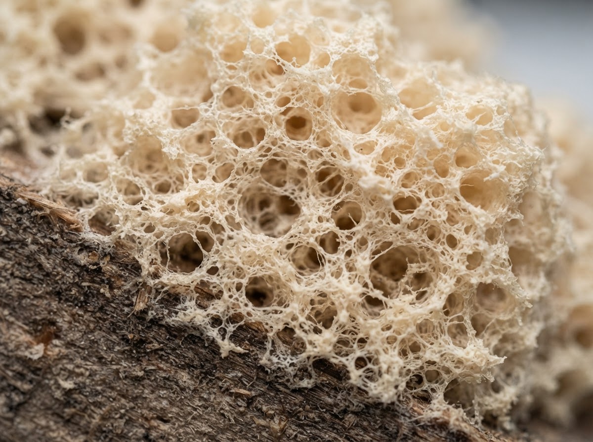 Open-cell spray polyurethane foam texture detail