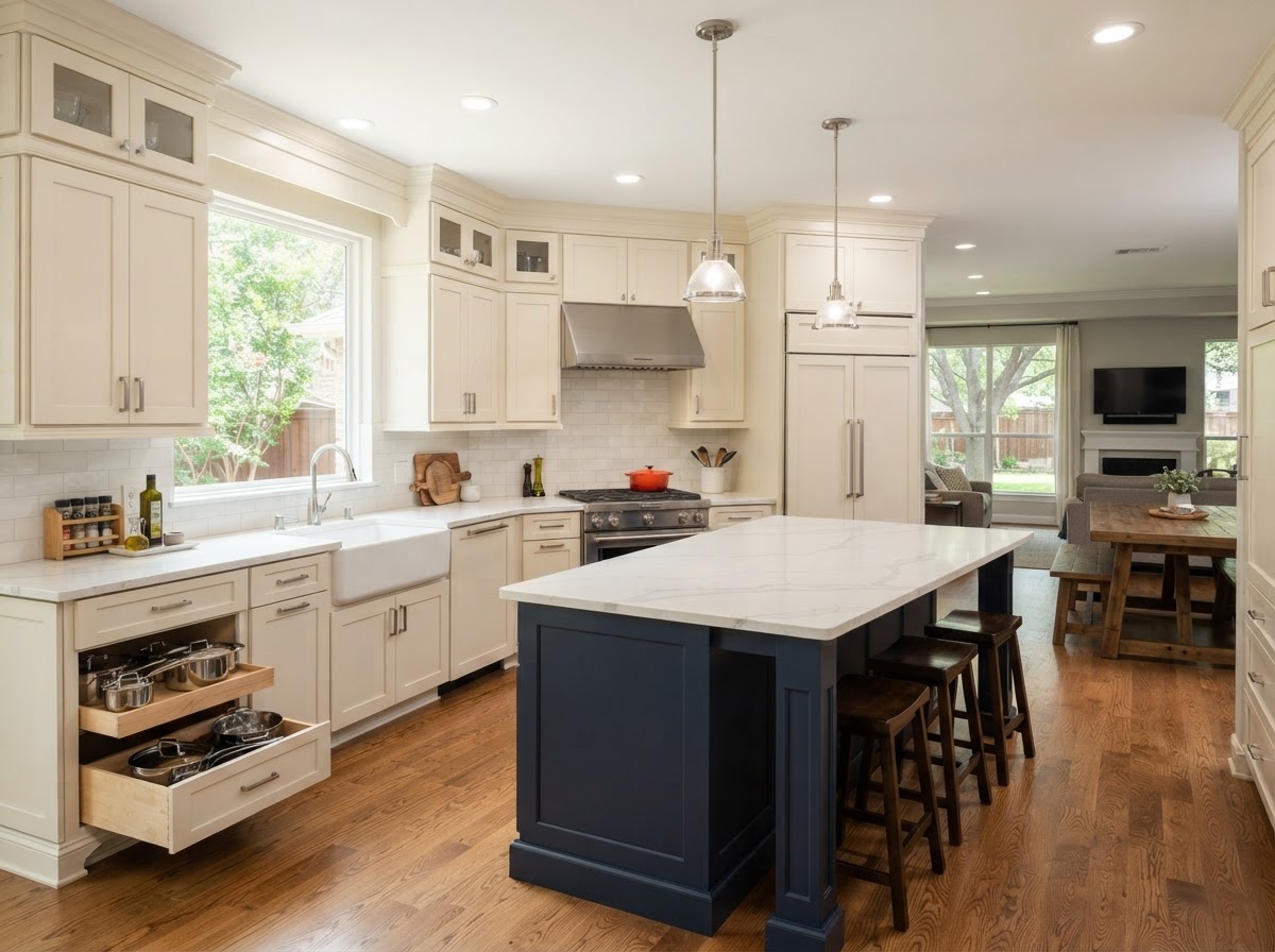 custom cabinetry installed in a Garland TX home