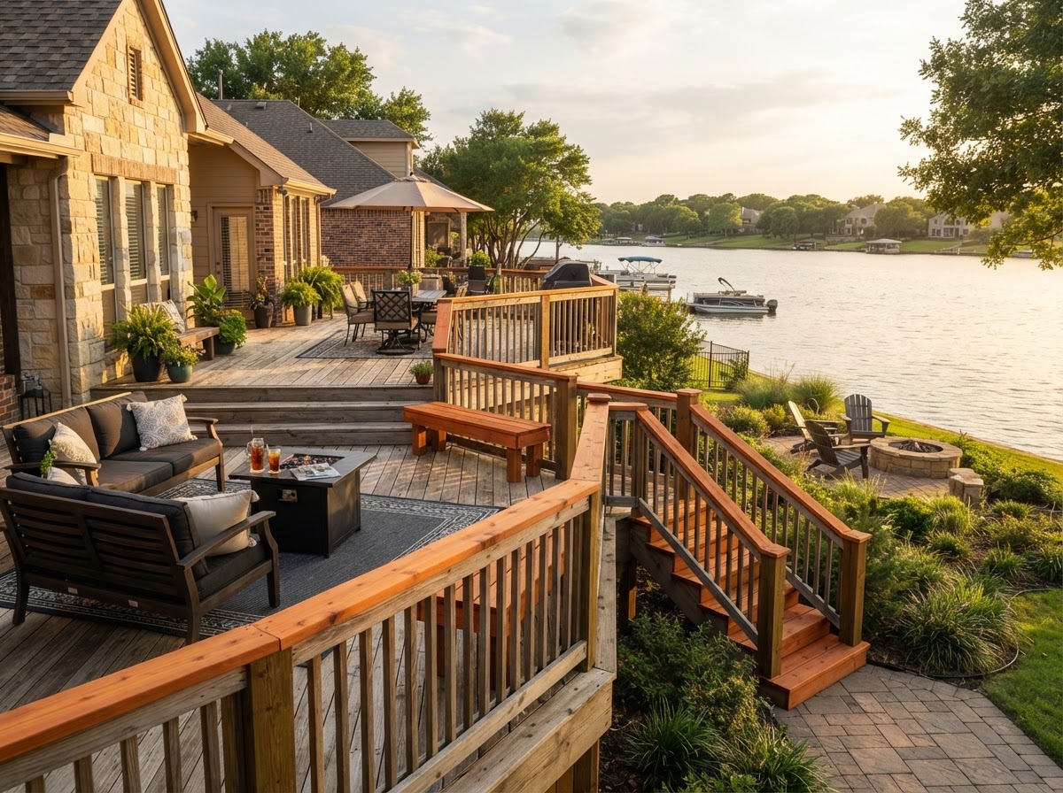 finished deck construction work in Rowlett TX