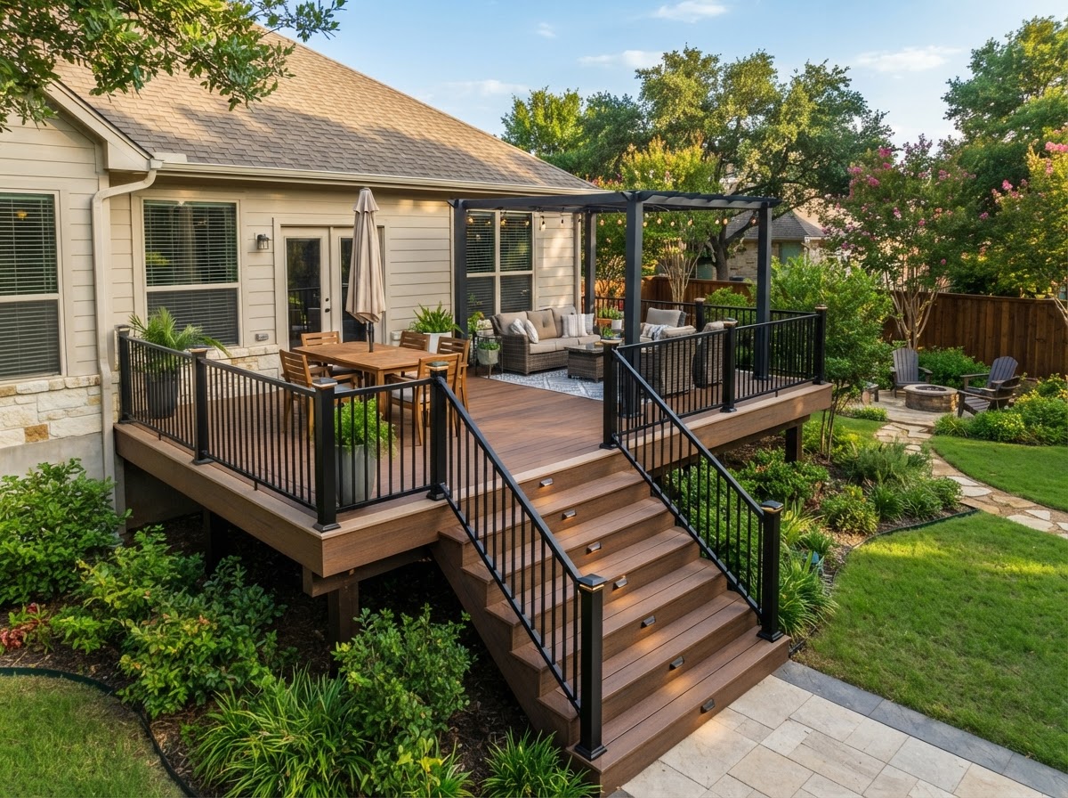 finished deck construction work in Wylie TX