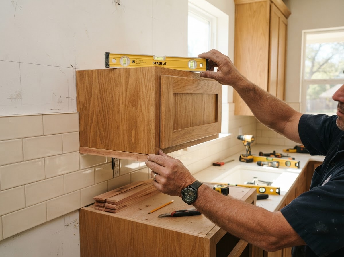 cabinet installation by a carpenter in Sachse TX