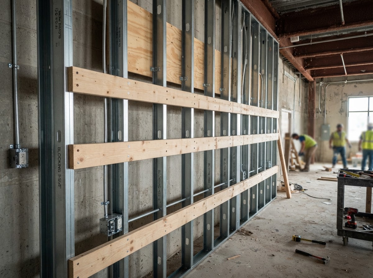 commercial blocking and millwork backing in Sachse TX