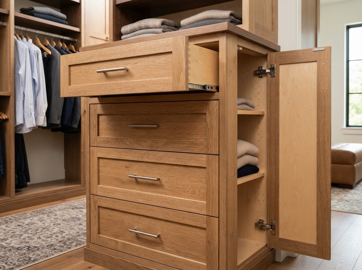 closet shelving and drawer system in Sachse TX