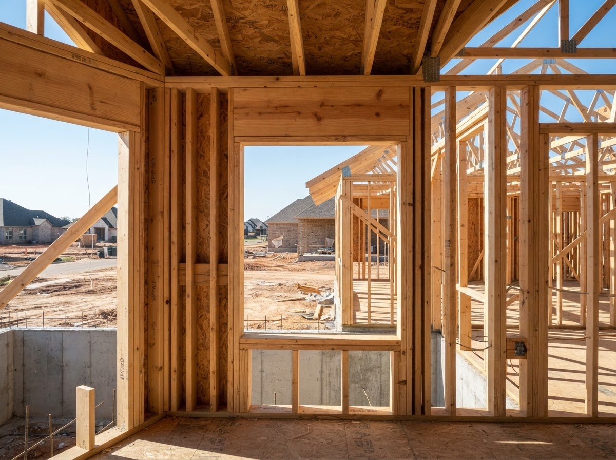 Dimensional lumber wall framing in a Sachse, TX home