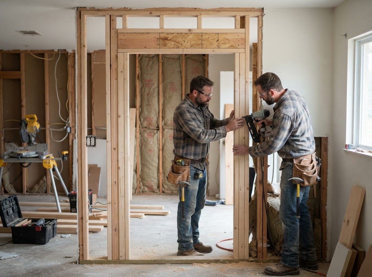 door rough opening framing in Sachse TX
