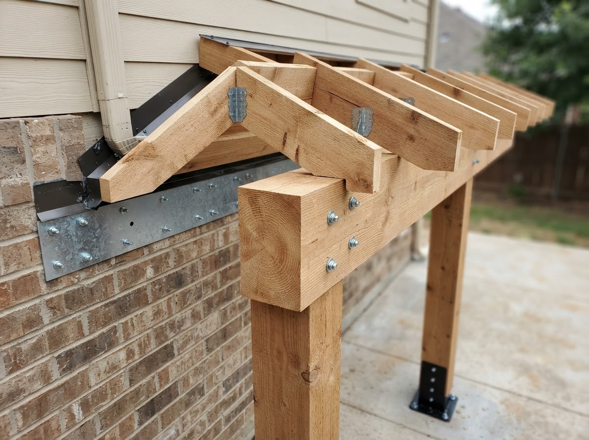 patio cover construction detail in Rowlett TX