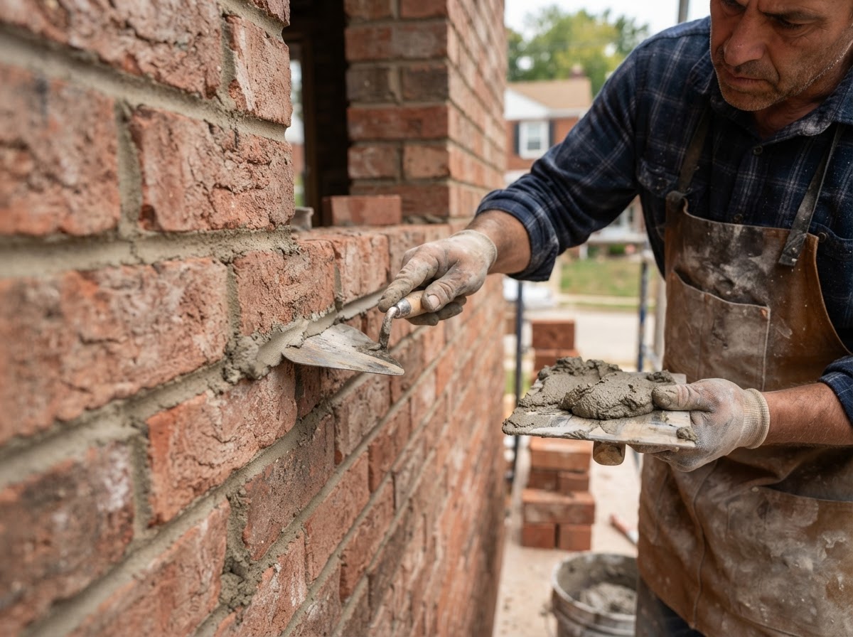 Brick chimney masonry repair in Penn Hills PA