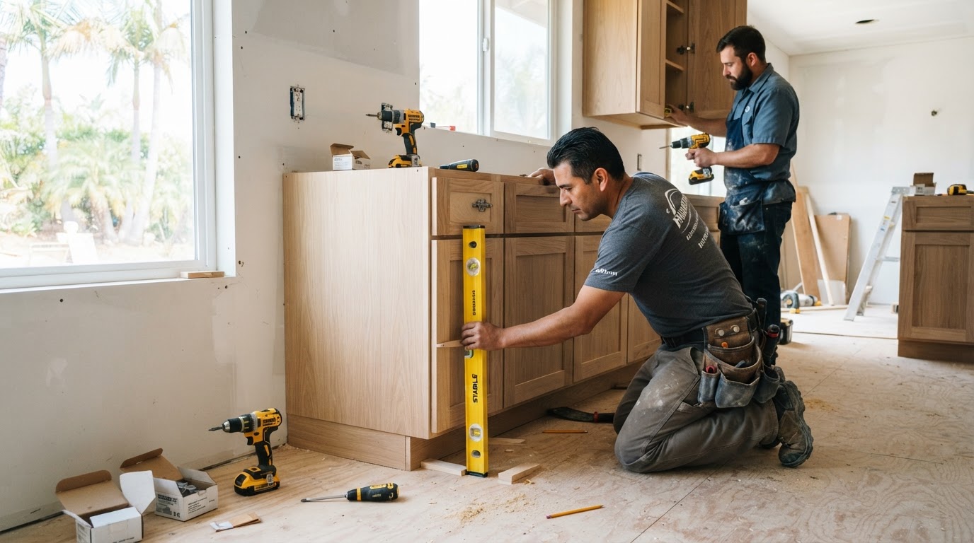 Custom kitchen cabinet installation in a Pico Rivera area home