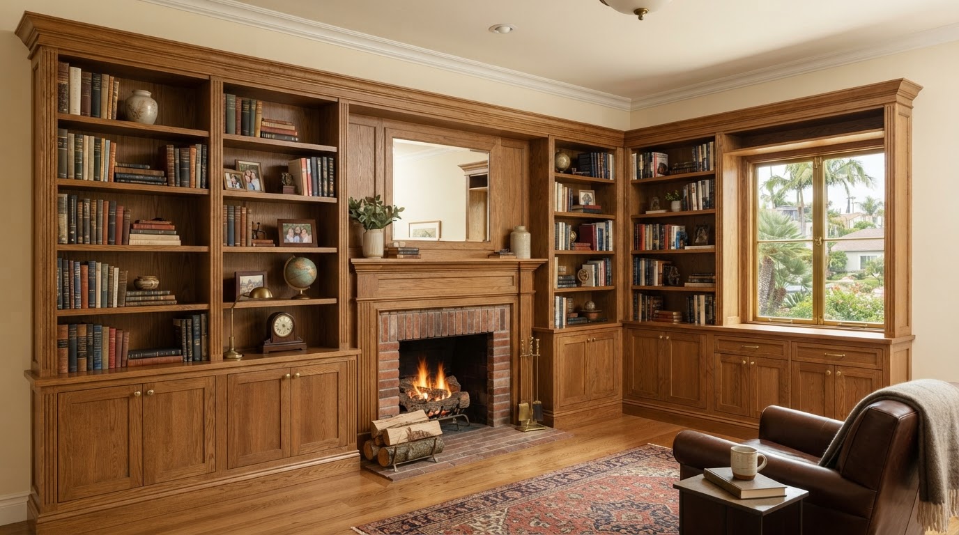 Custom built-in cabinetry fitted to an established Norwalk, California home