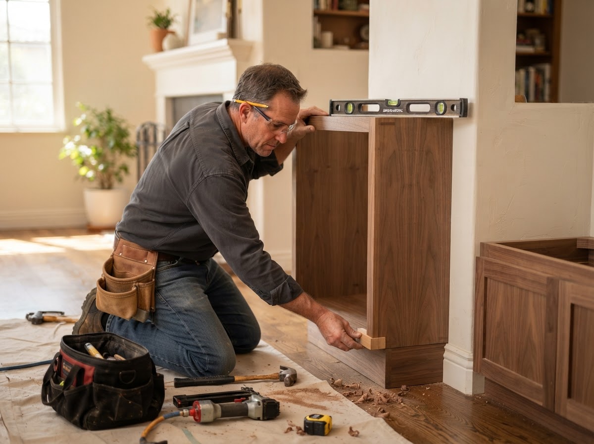 Custom built-in cabinetry fitted to an established Montebello home