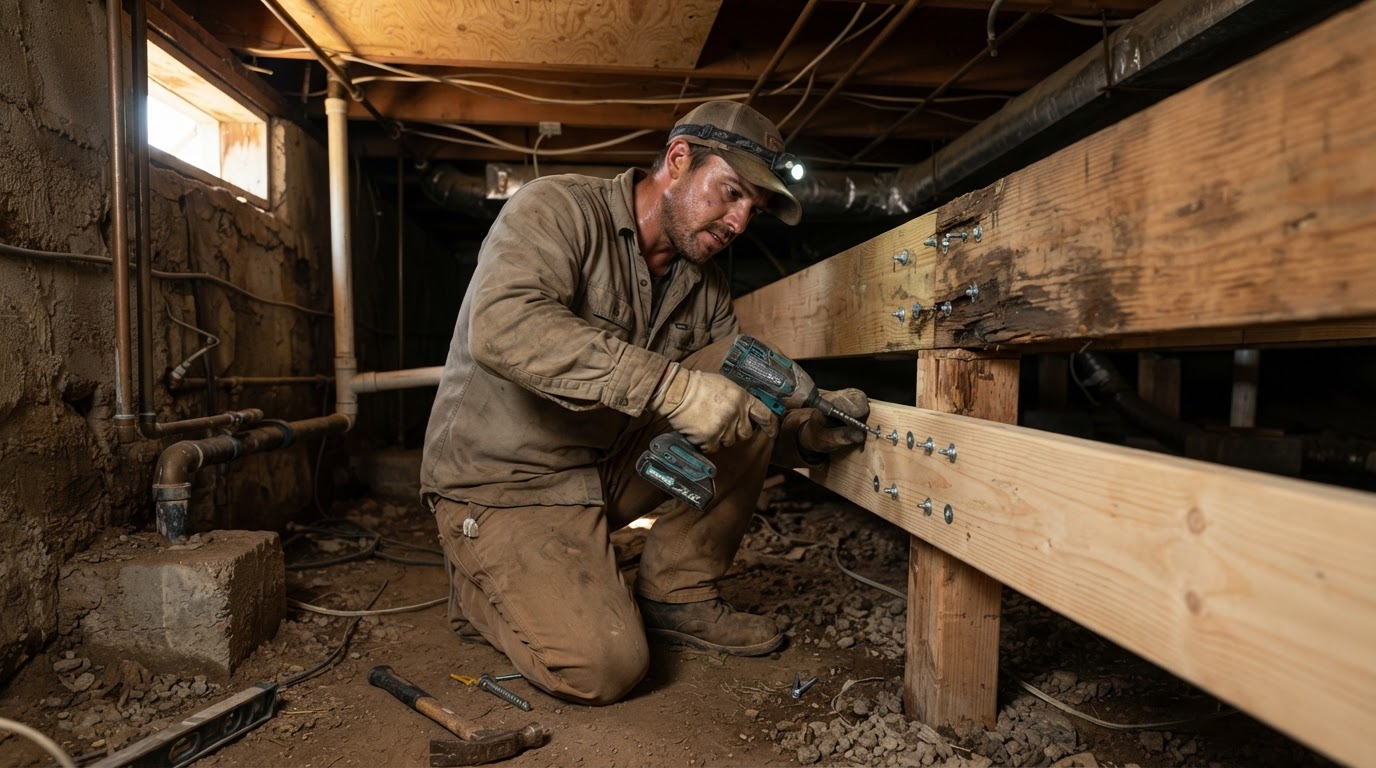 Interior remodel wall framing with header and opening framing being installed in a Southern California home