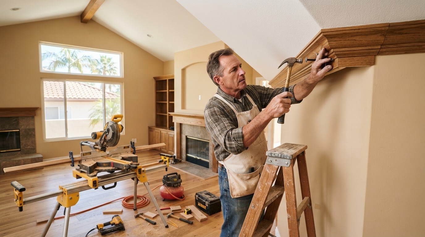 Finish carpenter fitting trim in a La Mirada area home
