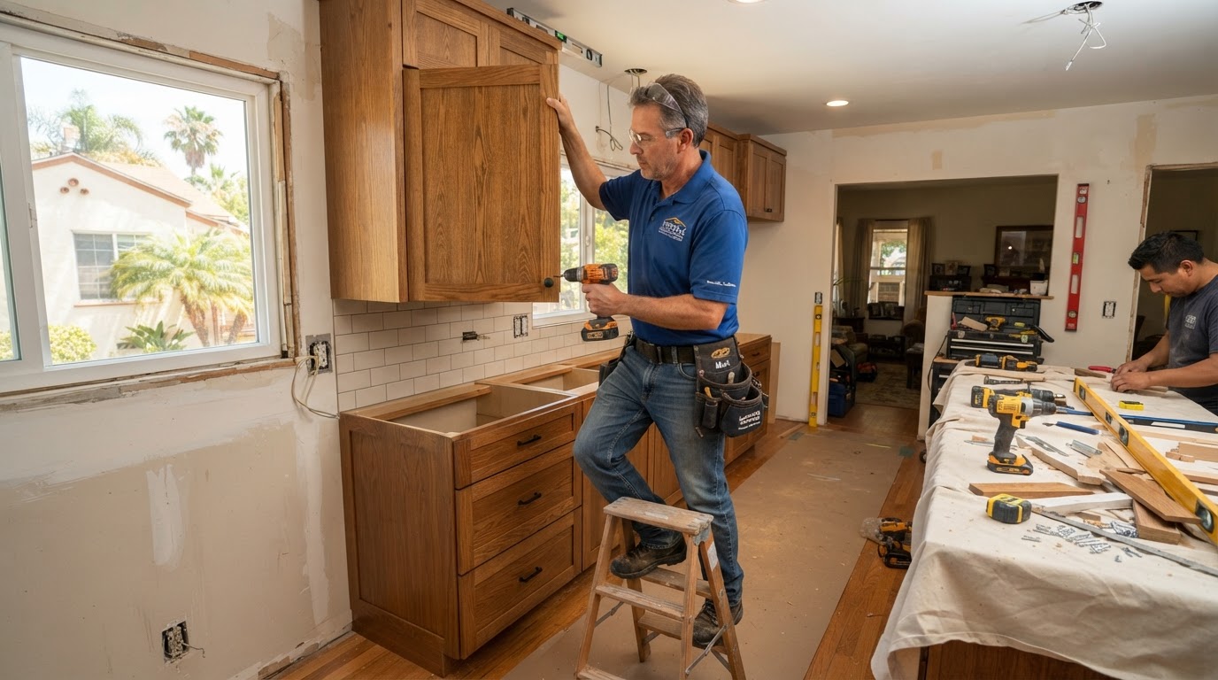 Custom kitchen cabinet installation in a Norwalk, CA area home