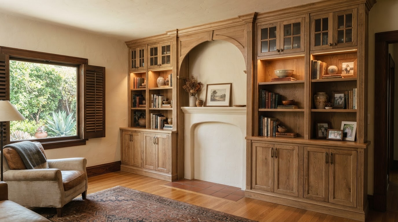 Custom built-in cabinetry fitted to an older Whittier interior