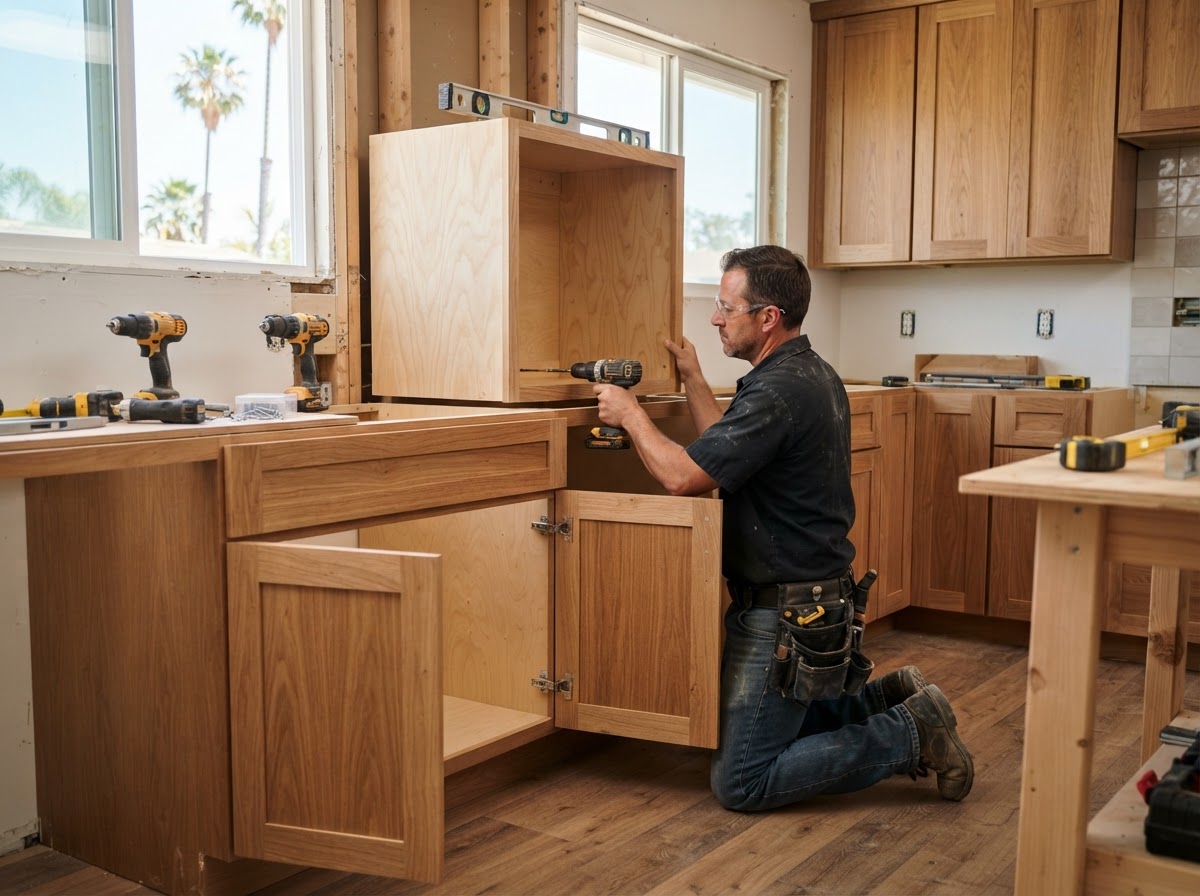 Custom cabinet installation in a Pico Rivera area home