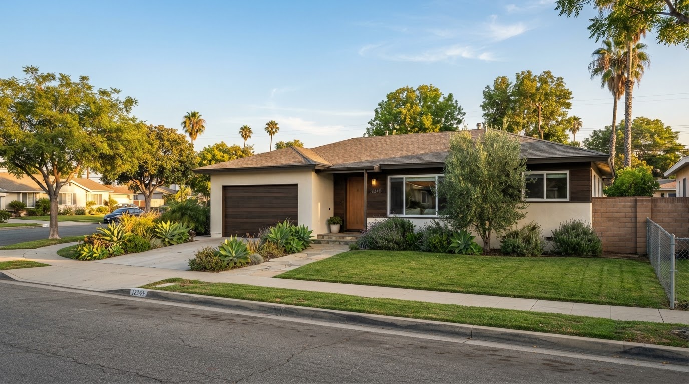 Single-story residential property representative of housing in the Pico Rivera area
