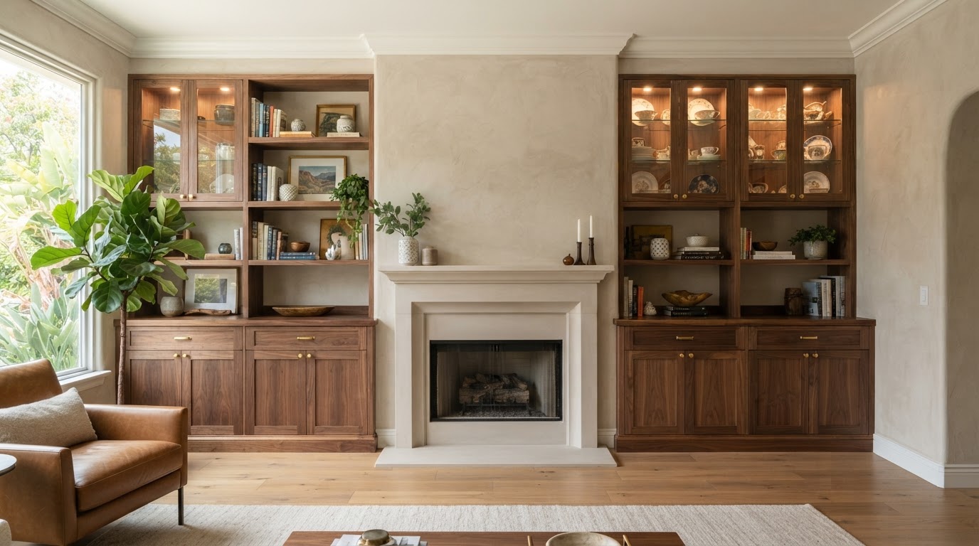 Custom built-in cabinetry fitted to an established Downey home