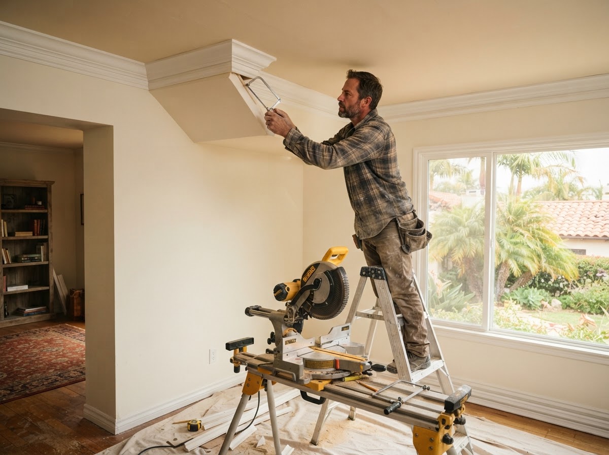 Finish carpenter fitting trim in a Pico Rivera interior