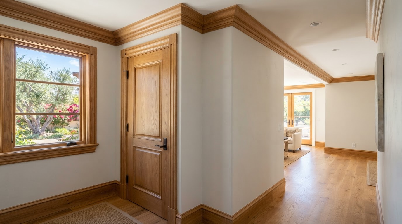 Crown molding and door casing detail in an Arcadia home