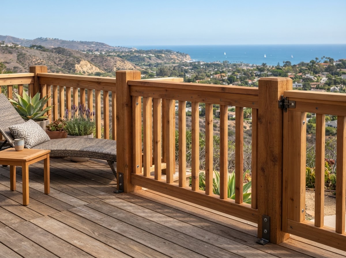 Deck railing with balusters and posts fastened with corrosion-resistant hardware