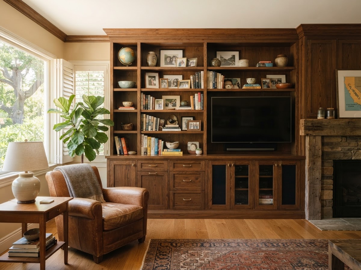 Custom built-in cabinetry fitted to a Temple City residential interior