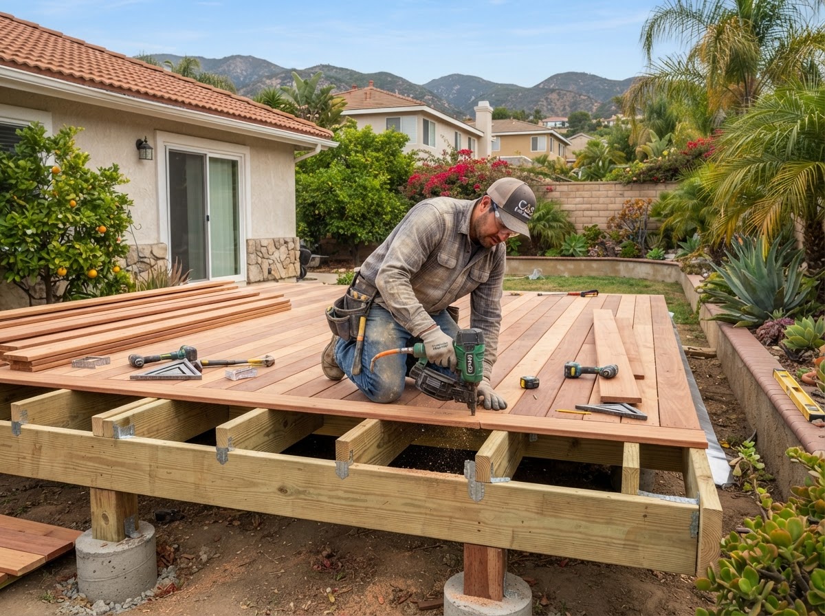 Residential wood deck carpentry in the San Gabriel Valley