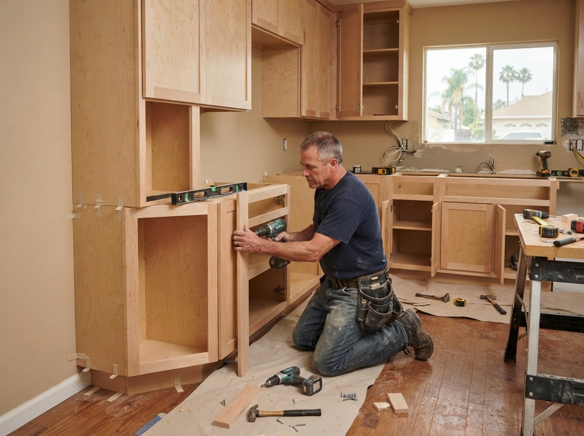 Custom kitchen cabinetry installation in a West Covina home