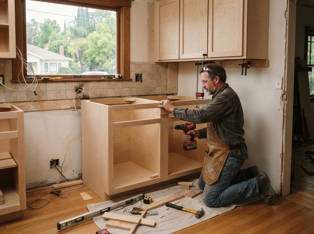 Custom kitchen cabinetry fitted in a San Gabriel home