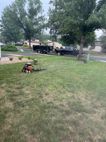 Backpack Blower Lawn Cleanup & Equipment Setup