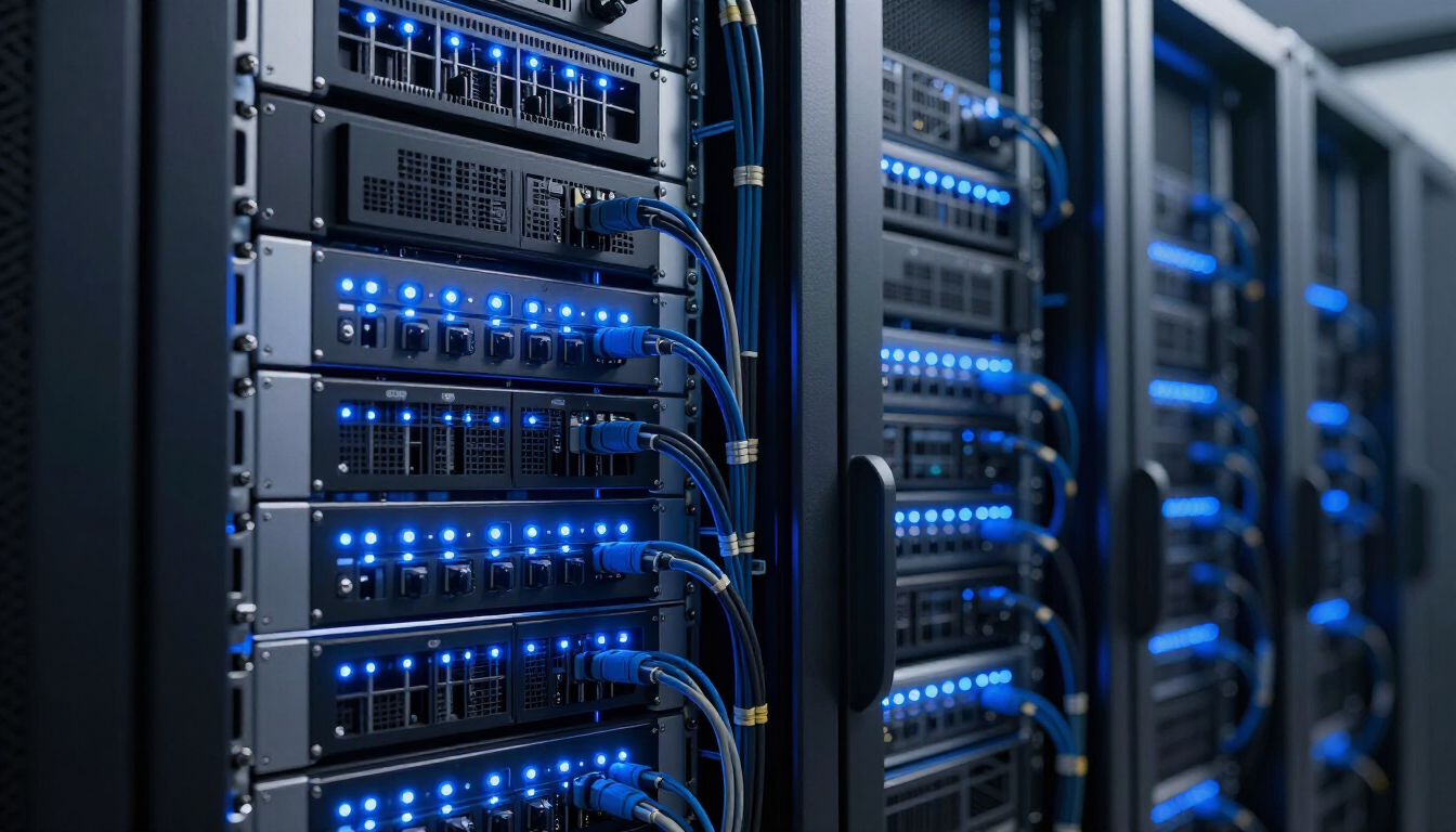 High tech server room representing AI infrastructure