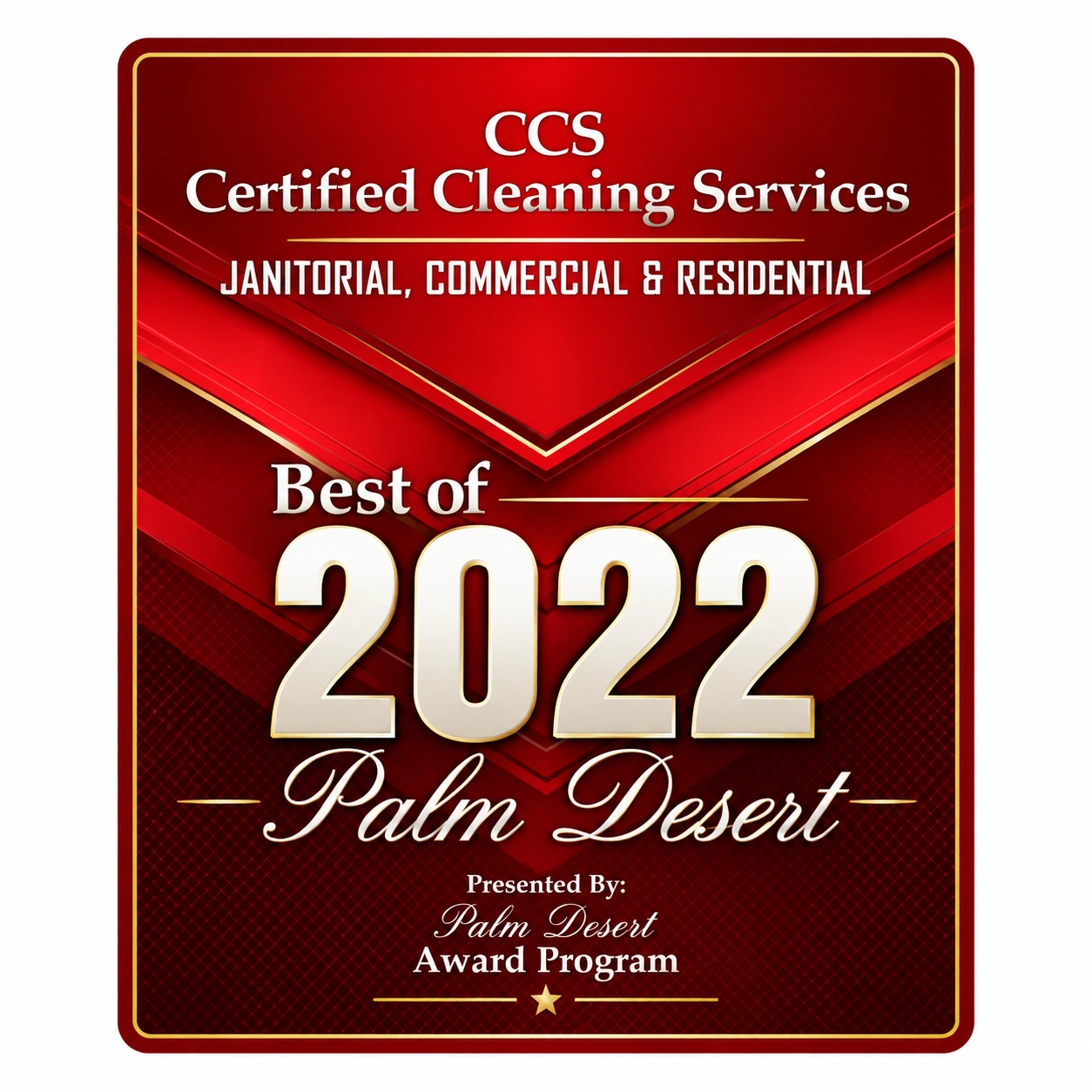 Best of 2022 Palm Desert Award - CCS Certified Cleaning Services