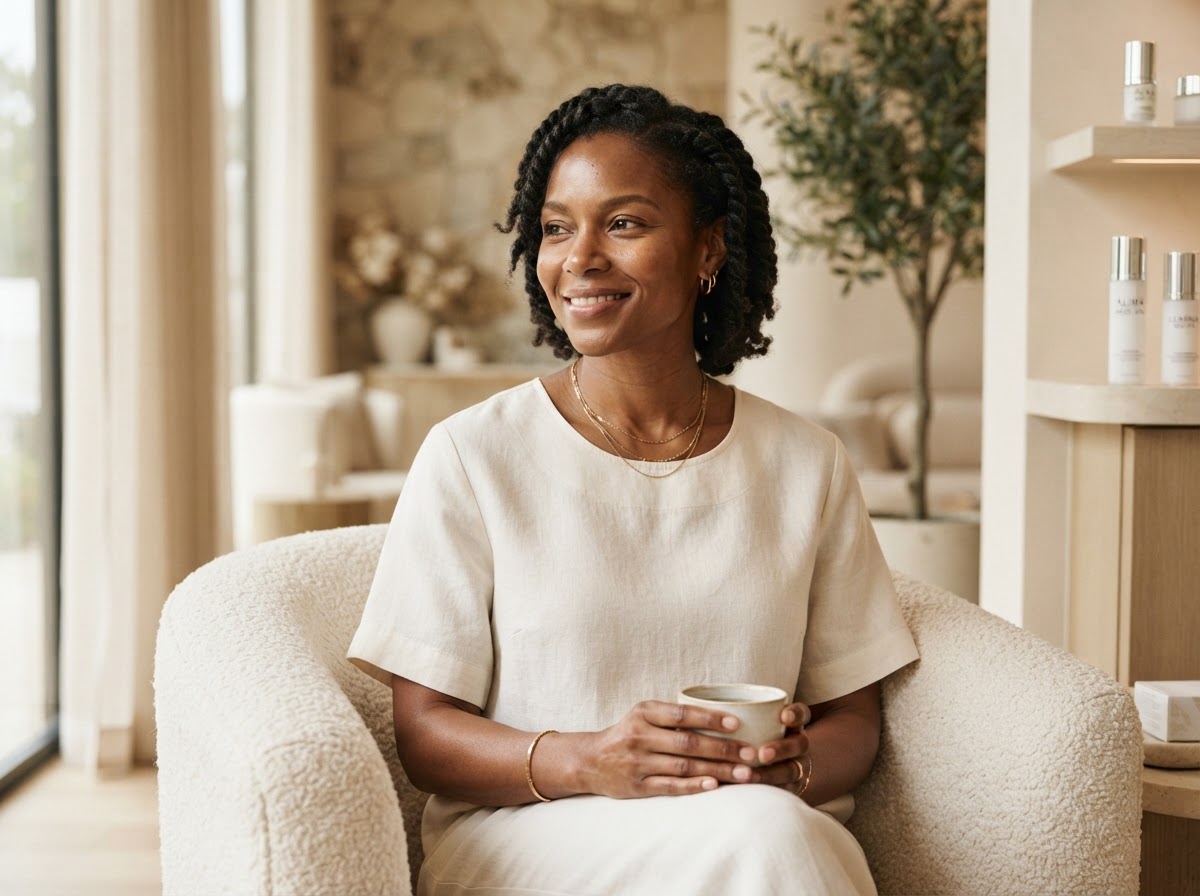 Smiling, relaxed client during a consultation at 1111 Skin in Miami