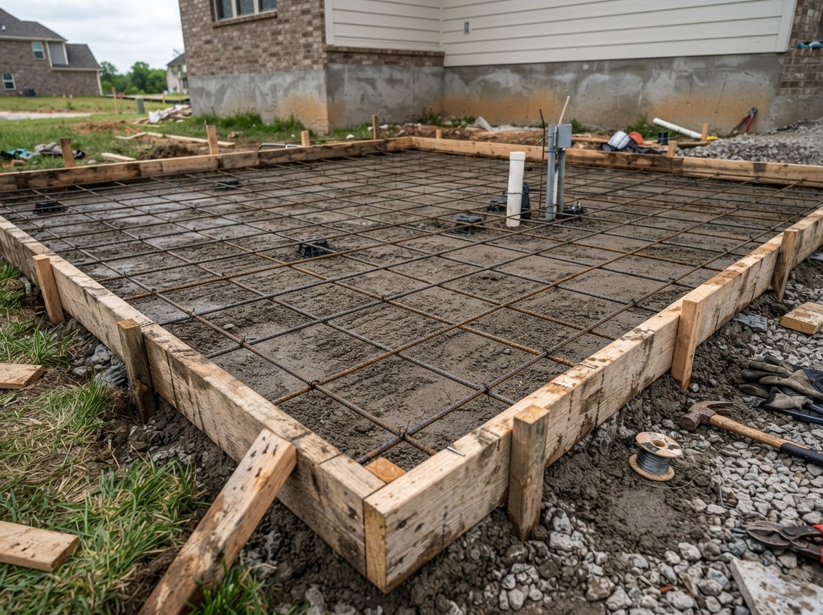 Prepared concrete subgrade forms and reinforcement for a Banning area project