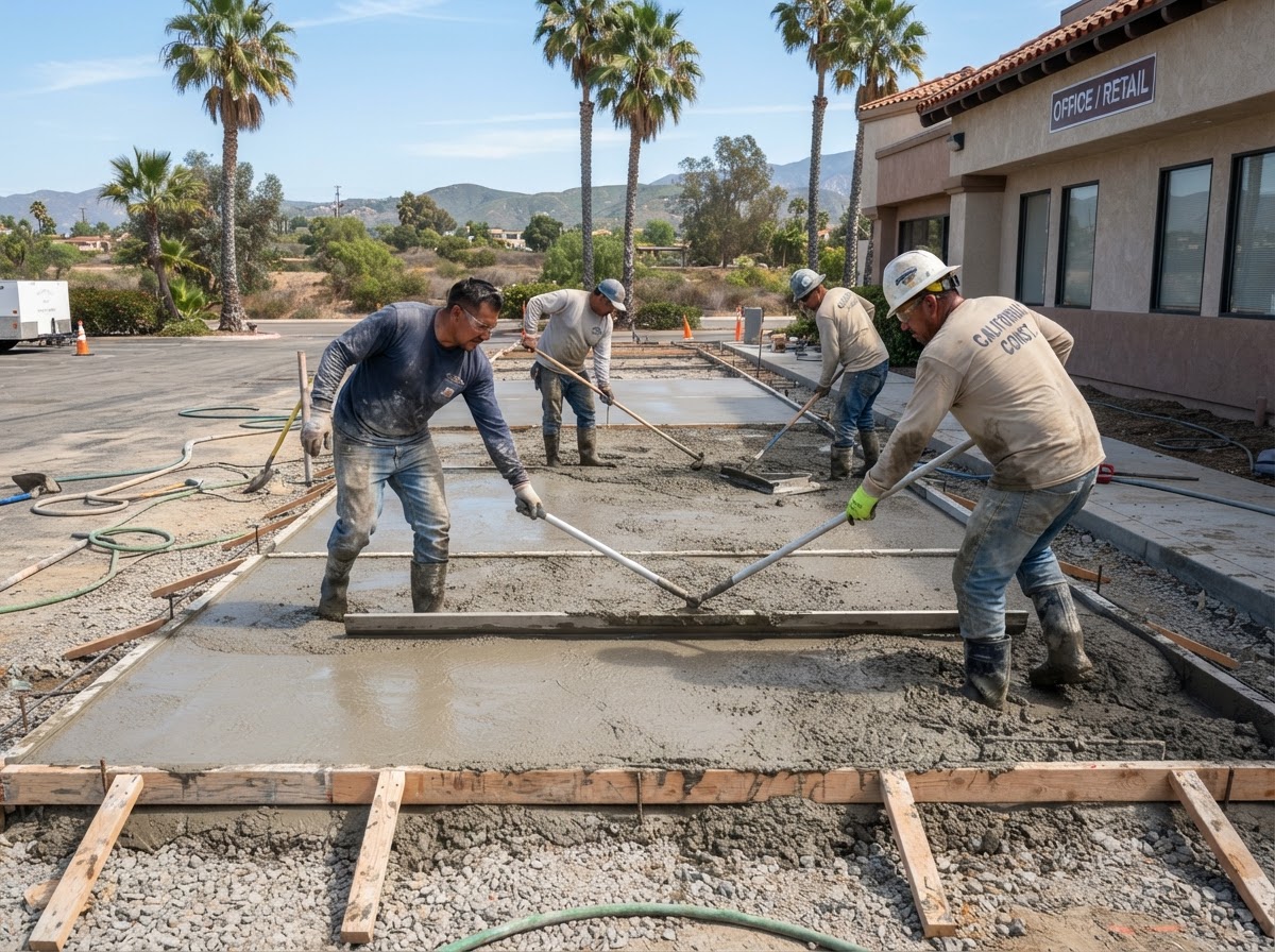 Commercial concrete flatwork and parking area construction in Banning California