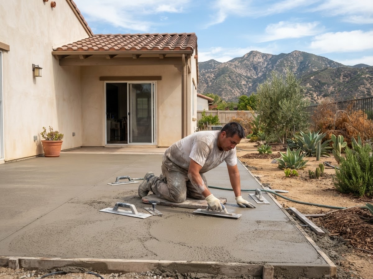 Concrete patio installation for a Banning area home