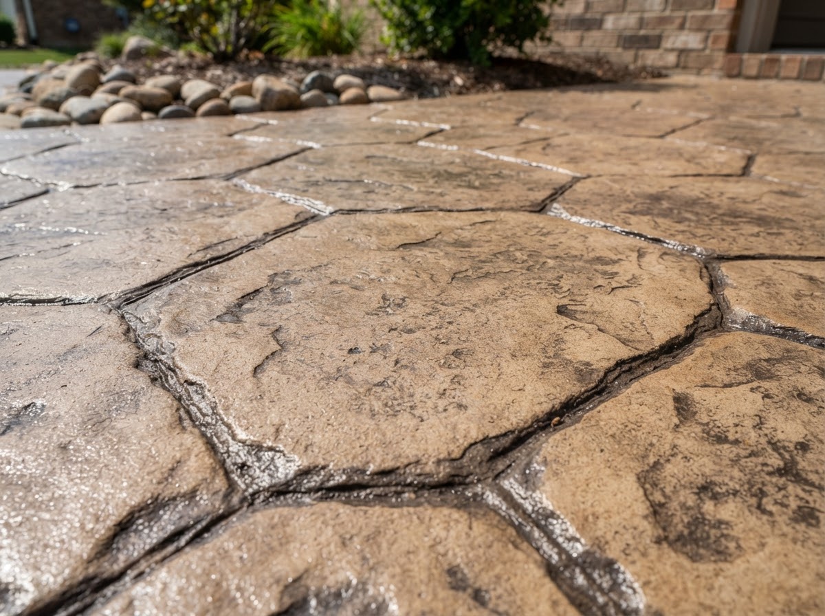 Stamped decorative concrete finish for a Banning area property